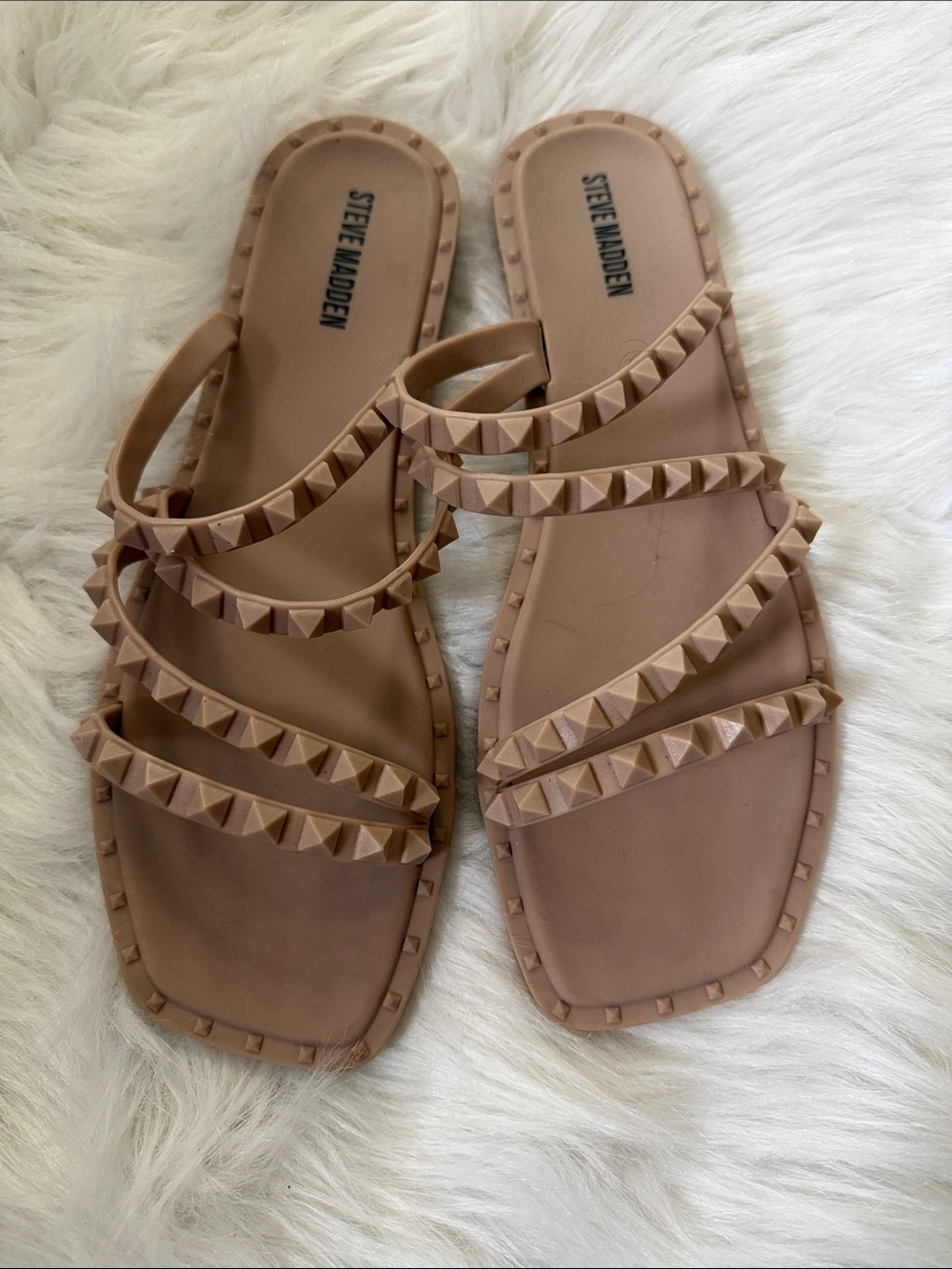 Steve Madden Women's Nude Studded Slide Sandals